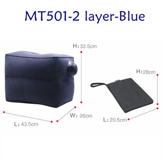 Buy mt501-2-layer-blue Inflatable Travel Foot Rest Pillow Kids Car Airplane Sleeping Bed Leg Support Office Neck Desk Pillows for Sleep on Long Flights
