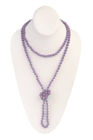 Buy lavender 8mm Longline Hand Knotted Necklace