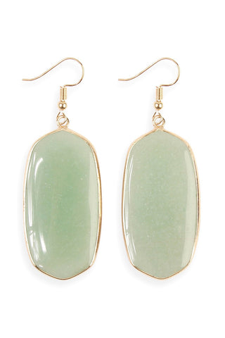Buy green Natural Oval Stone Earrings