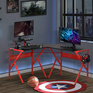 HOMCOM Gaming Desk L-Shaped Corner Computer Table for Home Office PC