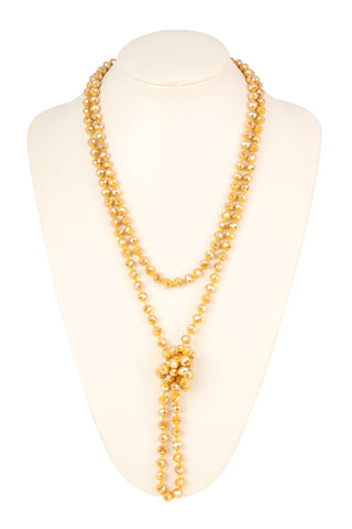 Buy sparkly-mustard 8mm Longline Hand Knotted Necklace