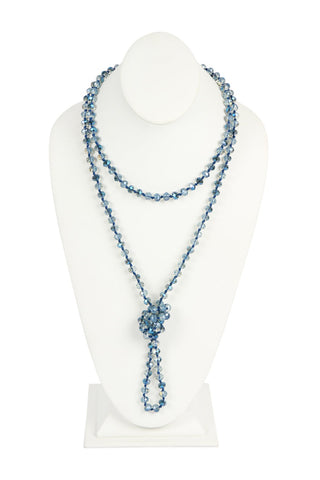 Buy cyan-blue 8mm Longline Hand Knotted Necklace