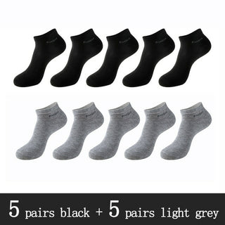 Buy 5-black-5-light-grey 10 Pairs / Pack Men&#39;s Bamboo Fiber Socks Short High Quality New Casual