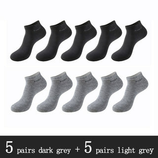 Buy 5-dark-grey-5-grey 10 Pairs / Pack Men&#39;s Bamboo Fiber Socks Short High Quality New Casual