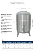 100% Stainless Steel Barrel With Thermometer Milk Tea Barrel Heat Cold