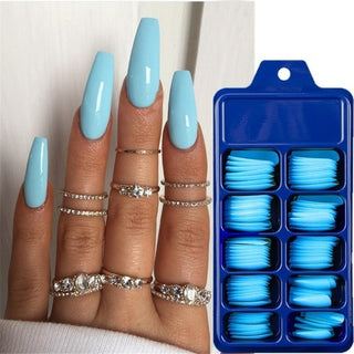 Buy square-head-blue 100Pcs Fake Nails Colored