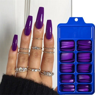 Buy square-head-purple 100Pcs Fake Nails Colored