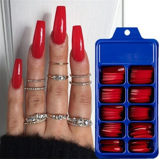 Buy square-head-red 100Pcs Fake Nails Colored