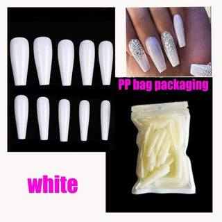 Buy black 100pcs/Box False Coffin Nails Ballerina Long Clear/Natural/white Fake