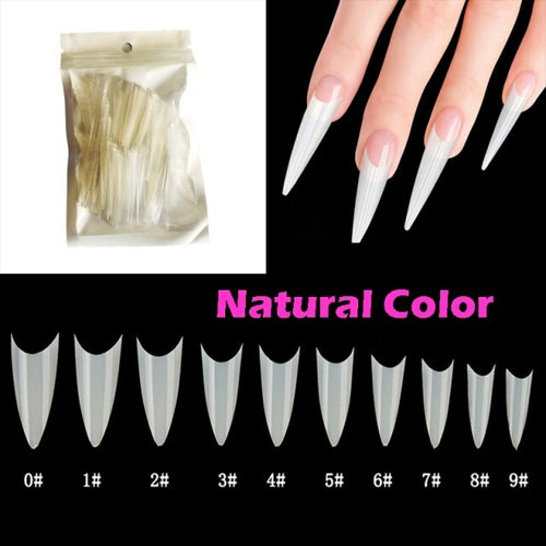 100pcs/Box False Coffin Nails Ballerina Long Clear/Natural/white Fake