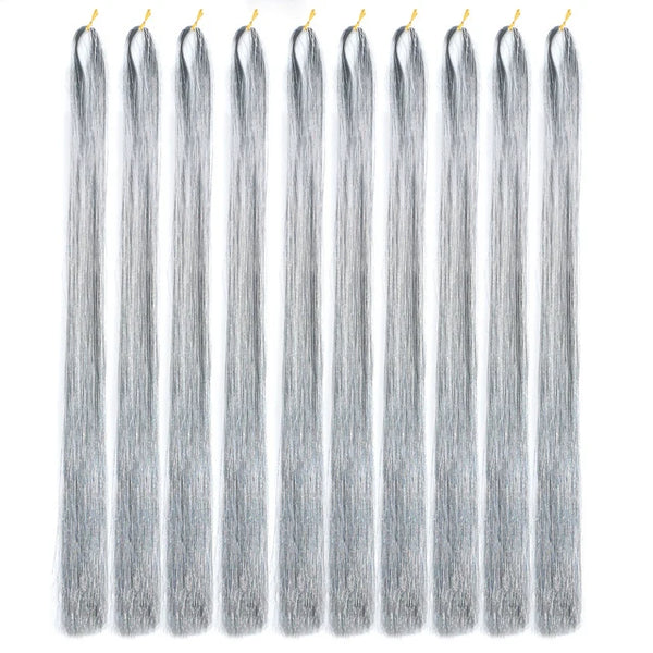 10Pack Sparkle Tinsel Clip on in Hair Extensions