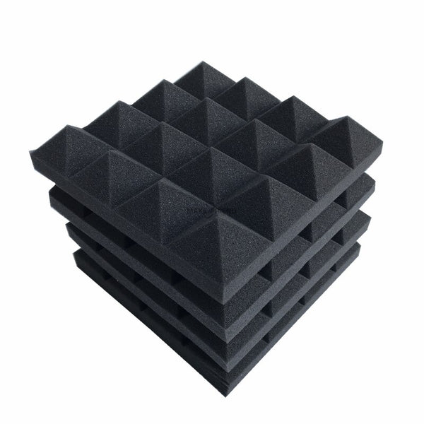 24Pcs 25x25x5cm Studio Acoustic Soundproof Foam Pyramid Noise Insulation Sound Absorption Treatment Panels 12Black 12Blue