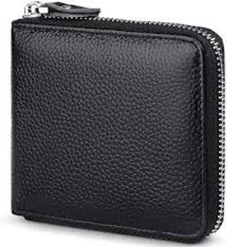 Designer Black Genuine Leather Zip Around Wallet For Men