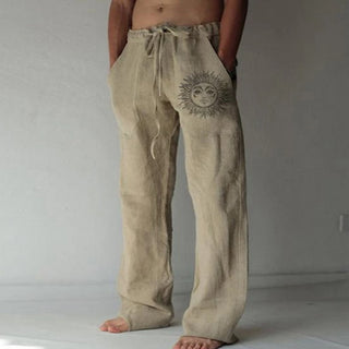 Buy color11 Soft Linen Pants Mid Waist Pocket Pants