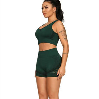 Buy green-shorts-set 2PCS Sports Suits Women Seamless Yoga Sets