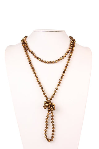 Buy gold 8mm Longline Hand Knotted Necklace