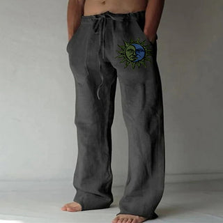 Buy color6 Soft Linen Pants Mid Waist Pocket Pants