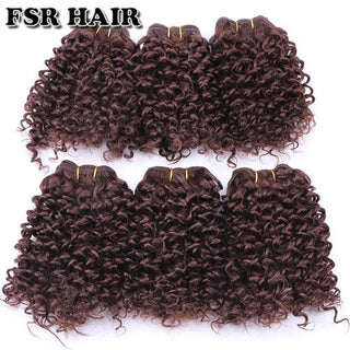FSR Synthetic Hair Weave Short Kinky Curly Hair Weaving 6 Pieces/Lot 210g Hair Product - Webster.direct