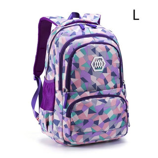 Buy sky-blue Geometric Fashion School Bag For Girls Waterproof Light Weight