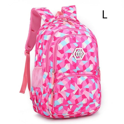 Geometric Fashion School Bag For Girls Waterproof Light Weight