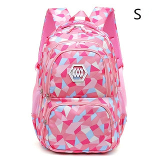 Buy pink Geometric Fashion School Bag For Girls Waterproof Light Weight