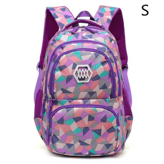 Buy khaki Geometric Fashion School Bag For Girls Waterproof Light Weight