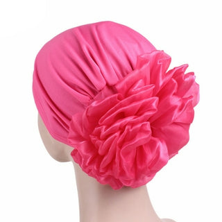 Buy navy-blue 2020 Women New Large Flower Stretch Scarf Hat Ladies Elegant Fashion