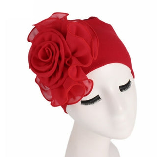 Buy red 2020 Women New Large Flower Stretch Scarf Hat Ladies Elegant Fashion