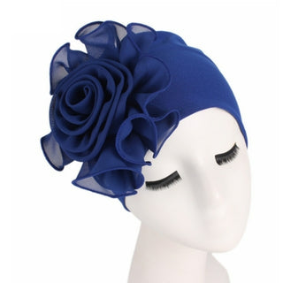 Buy blue 2020 Women New Large Flower Stretch Scarf Hat Ladies Elegant Fashion