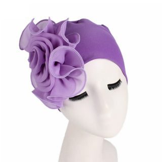 Buy purple 2020 Women New Large Flower Stretch Scarf Hat Ladies Elegant Fashion