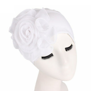 Buy white 2020 Women New Large Flower Stretch Scarf Hat Ladies Elegant Fashion