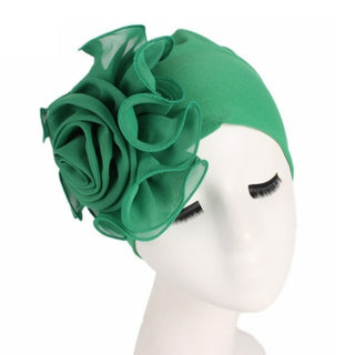 Buy green 2020 Women New Large Flower Stretch Scarf Hat Ladies Elegant Fashion