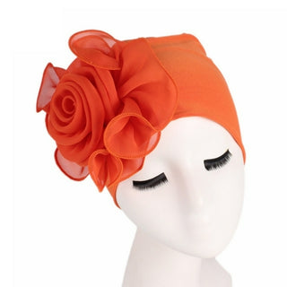 Buy orange 2020 Women New Large Flower Stretch Scarf Hat Ladies Elegant Fashion