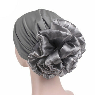 Buy light-grey 2020 Women New Large Flower Stretch Scarf Hat Ladies Elegant Fashion