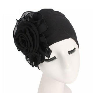Buy black 2020 Women New Large Flower Stretch Scarf Hat Ladies Elegant Fashion