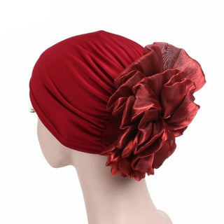 Buy deep-blue 2020 Women New Large Flower Stretch Scarf Hat Ladies Elegant Fashion