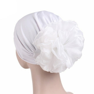 Buy silver 2020 Women New Large Flower Stretch Scarf Hat Ladies Elegant Fashion