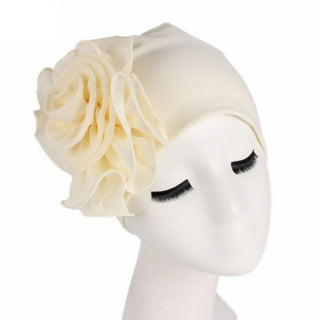Buy beige 2020 Women New Large Flower Stretch Scarf Hat Ladies Elegant Fashion