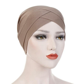 Buy khaki 2020 Women New Large Flower Stretch Scarf Hat Ladies Elegant Fashion