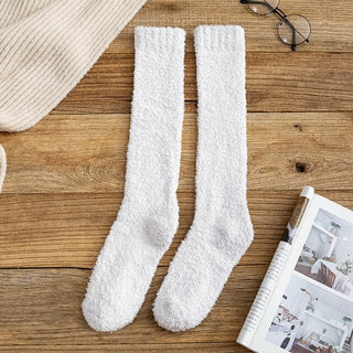 Buy white 2021 Coral Fleece Plush Socks Winter Warm Women Long Socks Candy Color