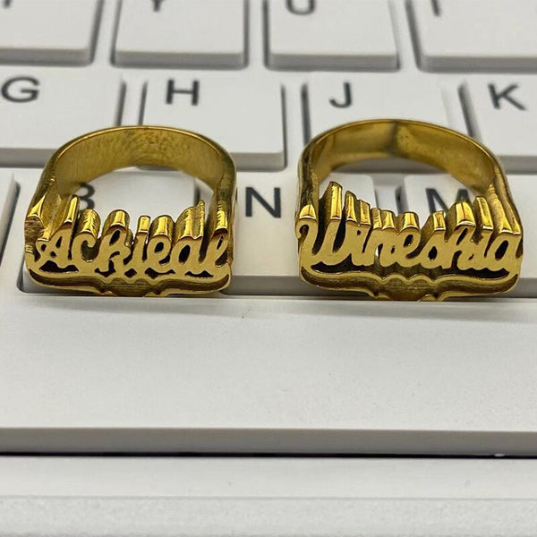 2021 Customized Name Ring Personality Hip Hop 3D Ring Fashion Punk