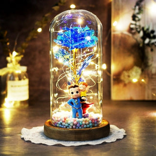 Buy super-dad-129 2021 Enchanted LED Galaxy Rose Eternal Gold Foil Flower In Glass Dome
