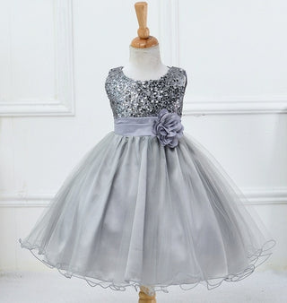 Buy gray 2021 Flower Long Bridesmaid Dress Kids Dresess For Girls Clothes Back