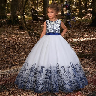 Buy dark-blue1 2021 Flower Long Bridesmaid Dress Kids Dresess For Girls Clothes Back