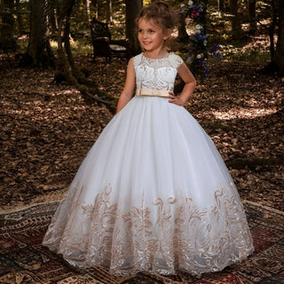 Buy champagne 2021 Flower Long Bridesmaid Dress Kids Dresess For Girls Clothes Back