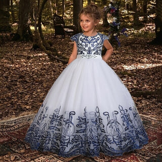 Buy dark-blue 2021 Flower Long Bridesmaid Dress Kids Dresess For Girls Clothes Back
