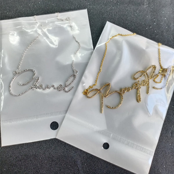 2021 New Trendy Custom Name Letters Necklaces for Women Zircon Thin