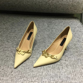 Buy beige 2022 NEW Women High Heel Pumps Pointed Toe Genuine Leather Party Shoes