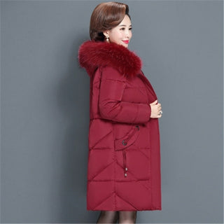 Buy red-wine Plus Size Winter Jacket Down Cotton
