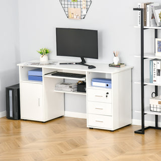 HOMCOM Computer Desk with 2 Shelves Keyboard Tray Cabinet Drawers,